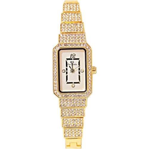 Luxury Elegant RectangleWomens Watches Exquisite Rhinestone Rectangular Small Dial Waterproof Quartz Women Watches Reloj