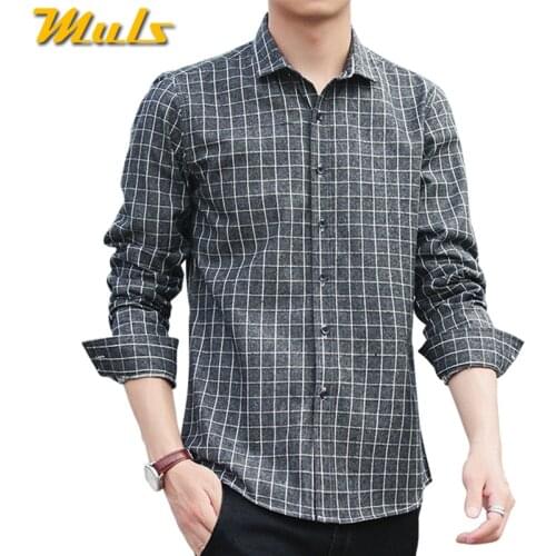 4Colors Plaid shirts men long sleeve casula 2017 autumn spring new cotton male shirts plus size M-4XL Muls Brand Clothing MS101