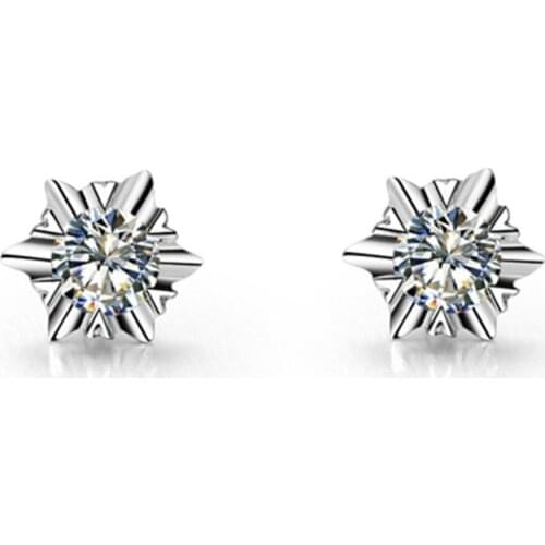 0.6CT/Piece Forever Moissanite Earrings Snowflake Stud Jewelry Women Sterling Silver Jewelry Moissanite Stud Earring