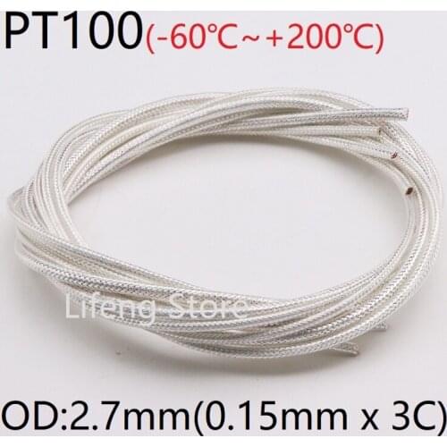 PT100 OD 2.7mm 3Cores Temperature Thermal Resistan Sensor Wire PTFE Insulated Shield Signal Cable Compensation Thermocouple Line
