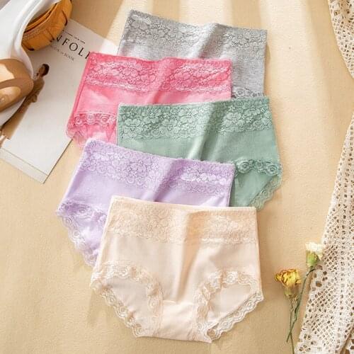 High Waist Womens Panties Soft Cotton Seamless Sexy Lace Women Comfort Underwear Body Shaper Female Breathable Lingerie L XXL