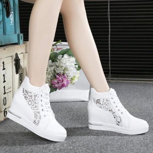 Summer Women Shoes Woman Breathable Mesh Sneakers Flats Lace Loafers Thick Heels Platform Wedges Casual Comfort Creepers erf56
