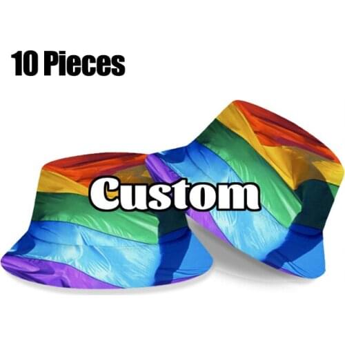 3D Custom Cap Spring Women/Men Spring Lady Fisherman Hat DIY 10 Pieces Wholesale Bucket Fishing Hats Dropship Team Travel party