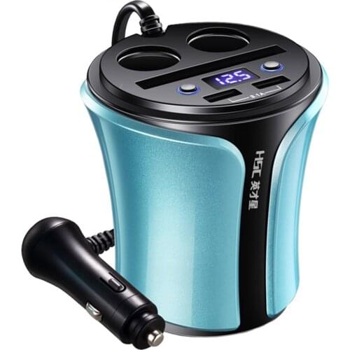 Charger Cigarette Lighter Slim Waist Dual USB Car 12V To 220V Multifunction Conversion Car Lighter Power Adapter Splitter 108