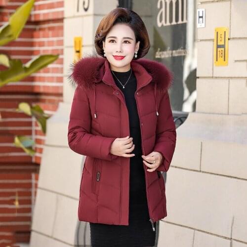 Ladies Hooded Fur Collar Plus Size Casual Parka 2021 Winter Thick Coat Jackets Women Slim Solid Office