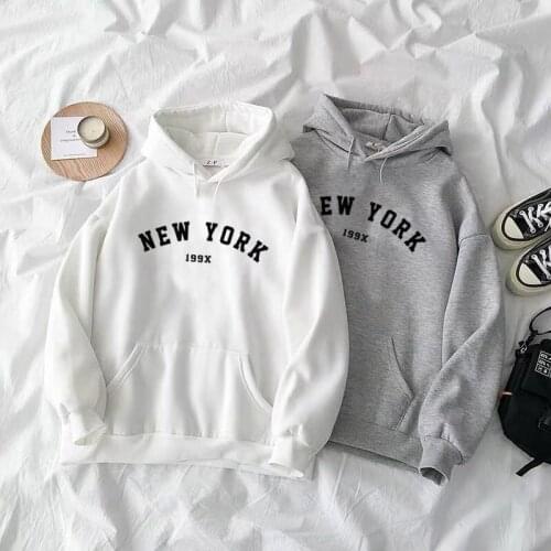 NEW YORK Printing Harajuku Hooded Female Thicken Warm Hoodies Lady Sweatshirt Autumn Tops Streetwear Women sweatshirt