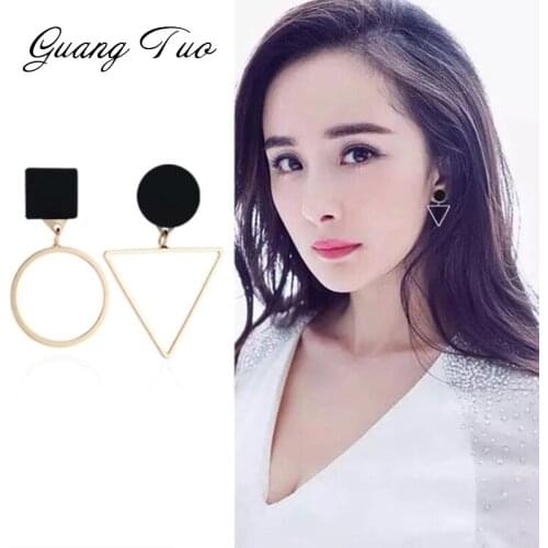 Punk Fashion Jewelry Earrings Triangle Round Geometric Asymmetric Black Earrings Women Party Jewelry Pendientes Brincos