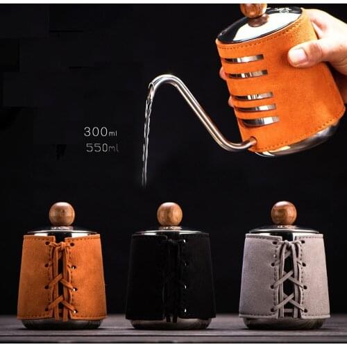 FeiC 1pc 300ml/550ml No handle Anti-hot Tea and Coffee Drip Kettle pot stainless steel gooseneck spout for Barista