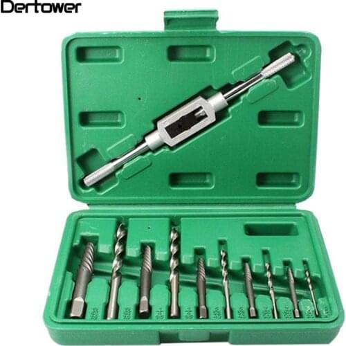 11pcs/Set Screw Extractor Drill Bit Damaged Broken Screw Bolt Adjustable Tap Die Wrench Stud Remover Tool Kit for Woodworking