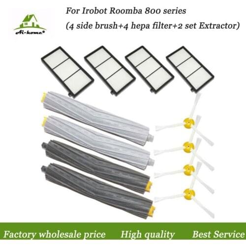 2set Tangle-Free Debris Extractor Brush +4 Hepa filter +4 side brush for iRobot Roomba 800 900 Series 870 880 980 Vacuum Cleaner
