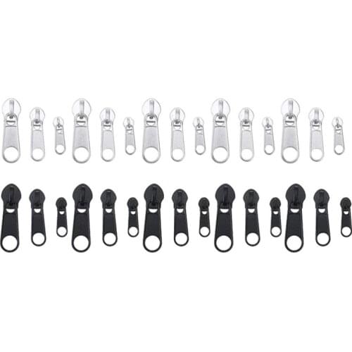 30pcs Black Silver Metal Zipper Zip Slider Rescue Instant Repair Replacement Kit For Jeans Garment Handbag Craft Sewing