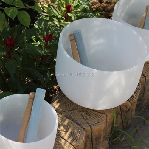8" tones A Note 3rdEye Chakra for sound therapy Frosted Quartz Crystal Singing Bowl 432hz
