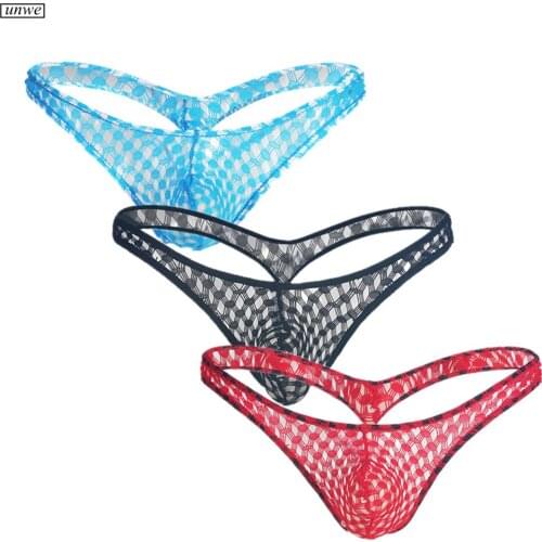 Brand Transparent Male Underwear See Through Mesh Man Bikini Thong Briefs Sexy Breathable Erotic G-string