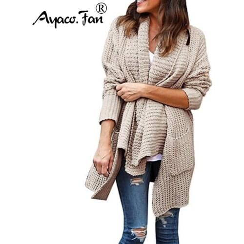 Plus Size Long Cardigans 2019 Autumn Winter New Turn-down Loose Knitted Women Sweaters Female Casual Ladies Sweater Coat Jumper