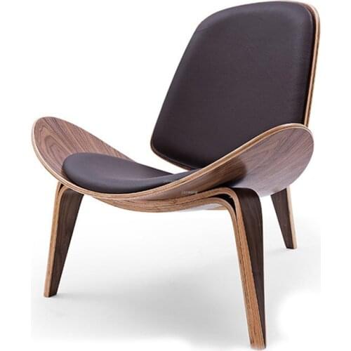 Hans Wegner Style Three-Legged Shell Chair Ash Plywood Fabric Upholstery Living Room Furniture Modern Lounge Shell Chair Replica