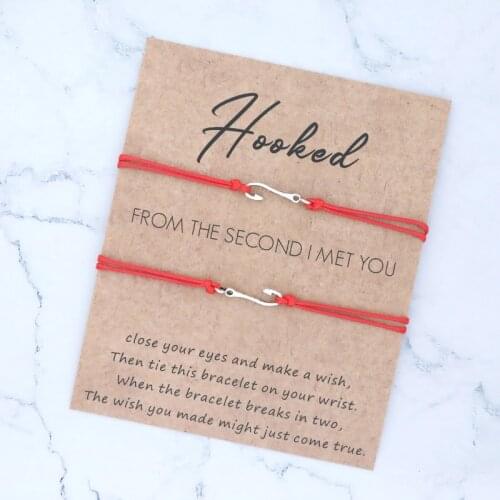 Hooked on You FishHook Bracelet Couples Fishhook Best Friends Bracelets Love Jewelry for Women Men Relationship Anniversary Gift