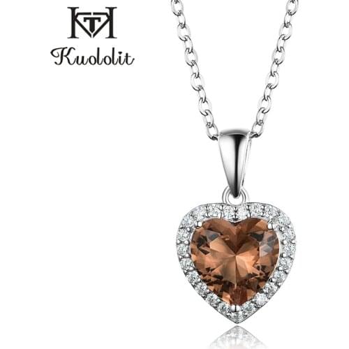 Kuololit Zultanite Gemstone Pendant For Women Solid 925 Sterling Silver Heart Shape Diaspore Necklace Promise Gift Fine Jewelry