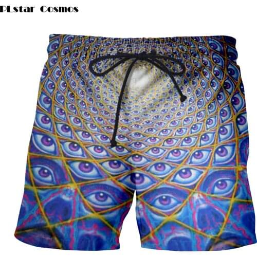 Mens Clothing Summer beach wear 3D Print Casual Shorts eyes trippy mystic Gothic Hawaii Mens Short Pants neon light Indian style