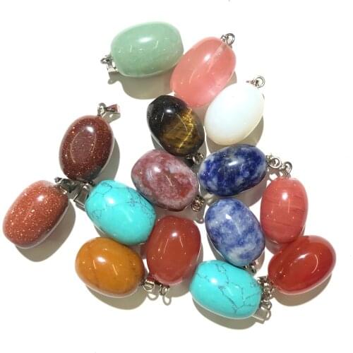 10Pcs Natural Stone Fashion Egg Shape Crystal Agates Pendantsr DIY bracelet necklace for Jewelry Making size 13mmx22mm