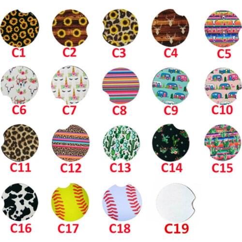 1PC Neoprene Car Cup Mat Contrast Mug Coaster Flower Teacup Rainbow Colors Pad For Home Decor Accessories Car Coasters Wholesale