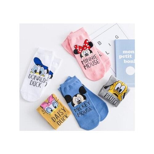 Disney Mickey Minnie 5style Anime Figures Cartoon Product Cosplay Socks Casual Short Sock Summer Unisex Gifts
