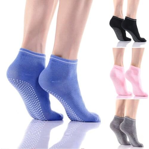 1 pairs Yoga Socks Anti slip Silicone Gym Pilates Ballet Socks Fitness Sport Socks Women Cotton Breathable Elasticity Free Size