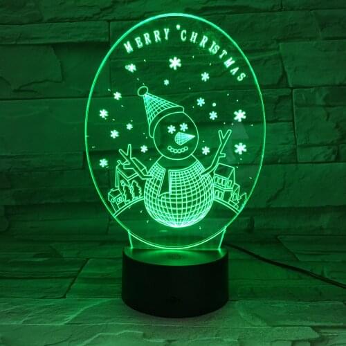 New 2019 Happy Christmas Snow Man 3D Lamp Christmas Decoration For Home Multicolor LED Bulb Night Light Luminaria 705