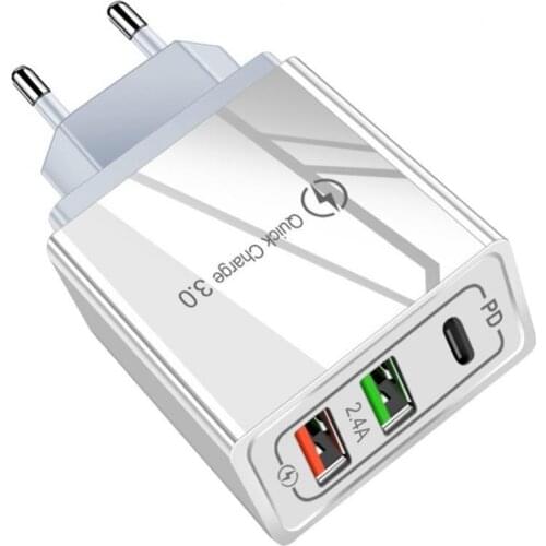 Portable 3 Ports USB PD 18W QC3.0 Fast Charging Wall Charger Adapter for Phone Suitable For Home Office And Travel