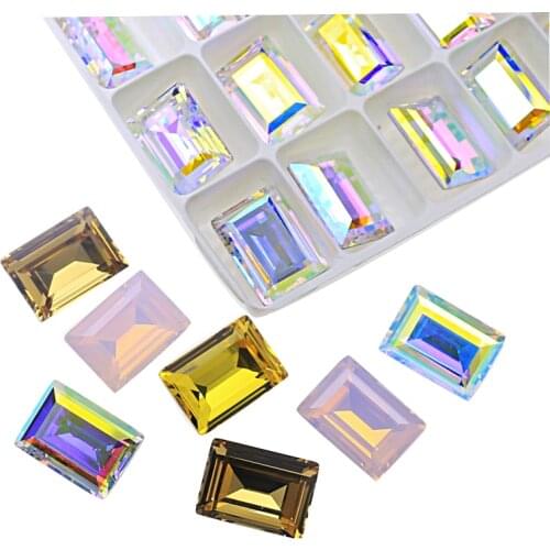 Rectangle K9 Glass Stone Glitter Gems Crystal Rhinestone Nail Decorations Crafts For Clothes DIY Sewing Beads For Jewelry Gift