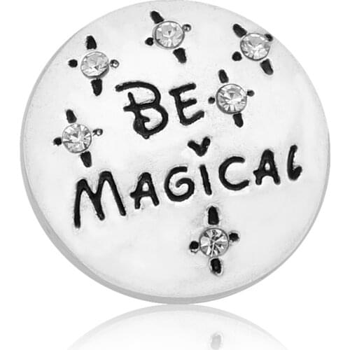 Hot sale beauty elegant BE MAGICAL rhinestone star 18MM snap buttons fit snap bracelet snap jewelry wholesale KZ1065