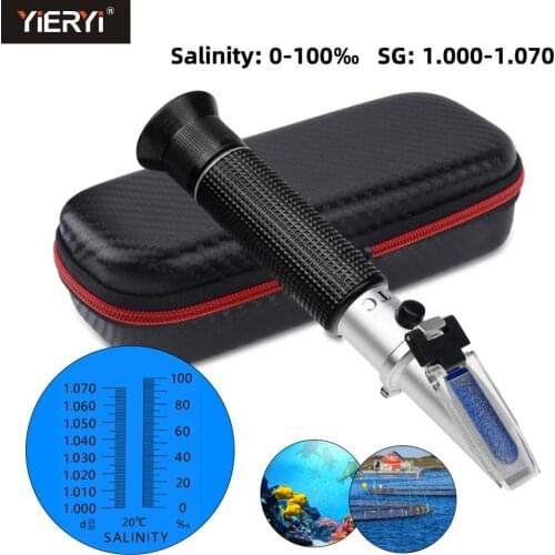 Yieryi Handheld 0-100% Seawater Salinity Meter Sodium Chloride Concentration Refractometer with black bag