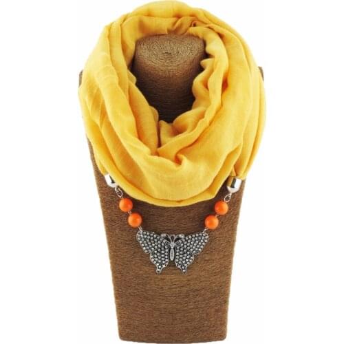Charms Shawl Butterfly Pendant Necklace Scarves Jewelry Boho Style 7Colors Keep Warm For Ladies Jewelry WF45