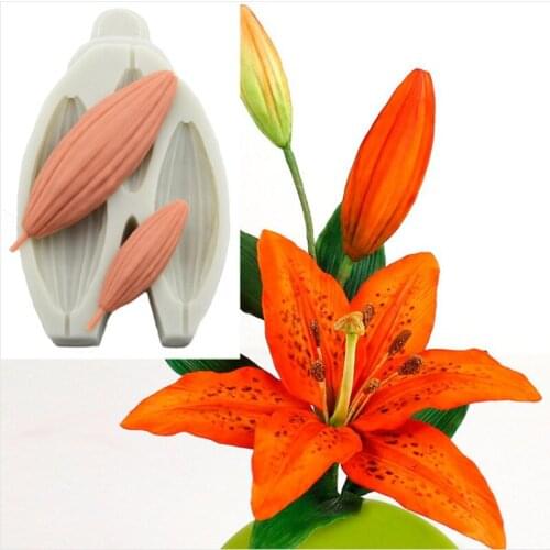 Lily Flower Bud Plant Silicone Mold Flowers Shape Chocolate Cake Decorating Tool Mould Sugarcraft Fondant Mold Cake Baking Tool