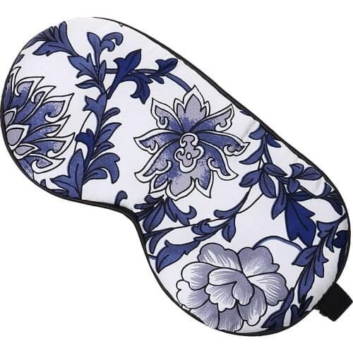 Blue Eye Padded Cover Eyeshade Sleep Aid Eye Mask Patch Blindfold 100%Silk