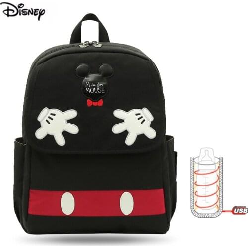 Disney Minne Mickey Maternity Bag Pink Multifunctional Large Capacity Usb Heating Pad Insulation Maternity Baby Backpack For Mom