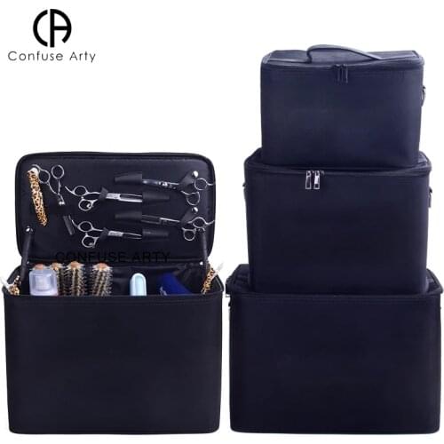 Portable Barber Hair Styling Storage Case Large Space Clapboard Comb Scissors Hairdressing Bag with Strip Hairdressing Tool Bag