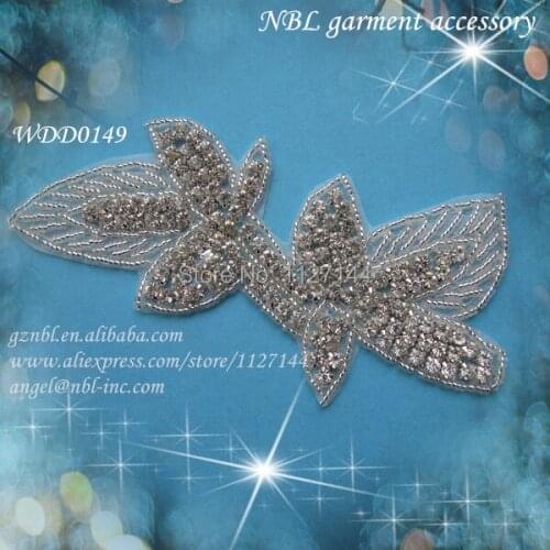 Bridal beaded rhinestone applique for wedding evening dress iron on WDD0149