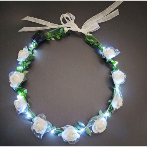 Luminous Garland Headgear Luminous Headgear With Lamp Hair Ornament Rattan Foam Rose Flower Headdress Flashing Headdress