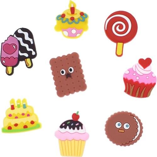 Food Shoe Decoration Buckle Charms cake ice-cream stick biscuit lollipop jbz for croc Bracelets kids birthday Gifts