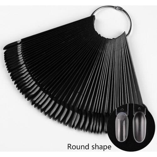 50Pcs/Lot Fake nails Fan-shaped Nail Polish Color Card Template Display Tool Nail Swatches Color Card Tool with Metal Split Ring