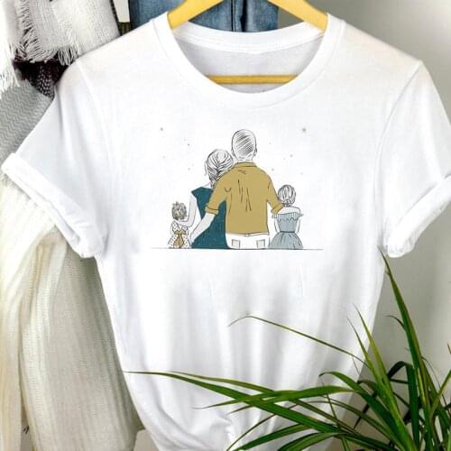 Women Short Sleeve Trend Clothes Family Mama Mom Mother 90s Cartoon Print Mujer Camisetas Tshirt Female Tee Top Graphic T-shirt