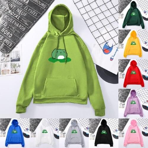 Womens Autumn Winter Hoodie Sweatshirt Pullover Tops Long Sleeved Comfortable 2020 Frog Print Loose Casual Sweater Hoodie F