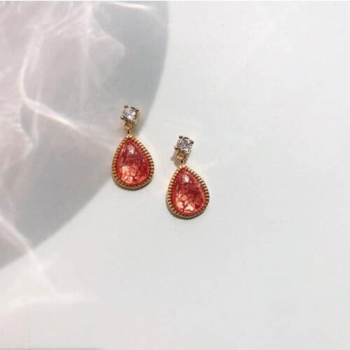 Fashion Trendy Water Droplets Stud Earrings For Women Statement Real 925 Sterling Silver Ice Stone Earring Party Gifts Jewelry