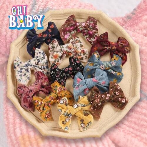 1pcs Printed Cotton Bow Baby Hair Clips for Girls Lovely Baby Headwear Bowknot Hairpins for Baby Girl Women Hair Accessories