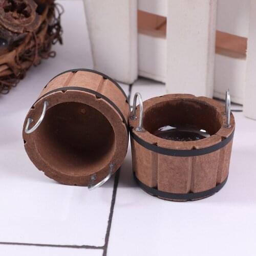 1Pc New Arrival Wooden Basin Wood Barrel Furniture 1:12 Dollhouse Miniatures Doll House Accessories