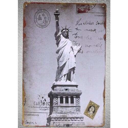 1 pc United state USA Statue of liberty postcard Tin Plate Sign wall plaques Man cave vintage Dropshipping metal Poster