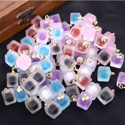 16mm Acrylic Matte Acrylic Pendant 7 Colors Loose Square Pendant for Making Necklace Bracelet Jewelry Accesories