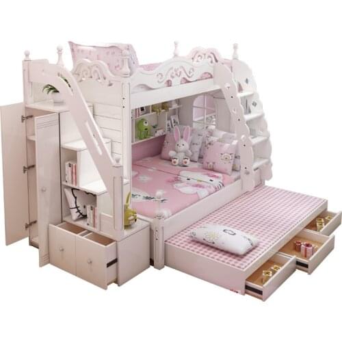 2020 MDF KIDS bed wood bunk bed with ladder cabinet slider EXTRA BED