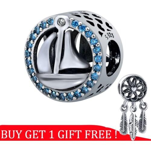 2020 New 925 Silver Heart Sailboat Bead Fit Pandora Charm Beads Bracelet DIY Fashion Jewelry For Women SPB1305