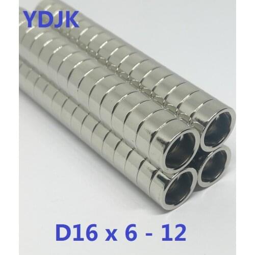 5 10 20 50pcs/lot Ring NdFeB Magnet 16*6 Hole 12 N35 Strong mm Rare earth permanent magnet 16x6 Neodymium magnet 16x6-12